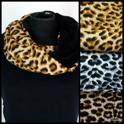 Animal Print Lined Winter Infinity Scarf