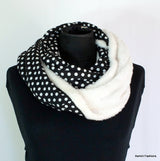 Polka Dot Lined Winter Infinity Scarf